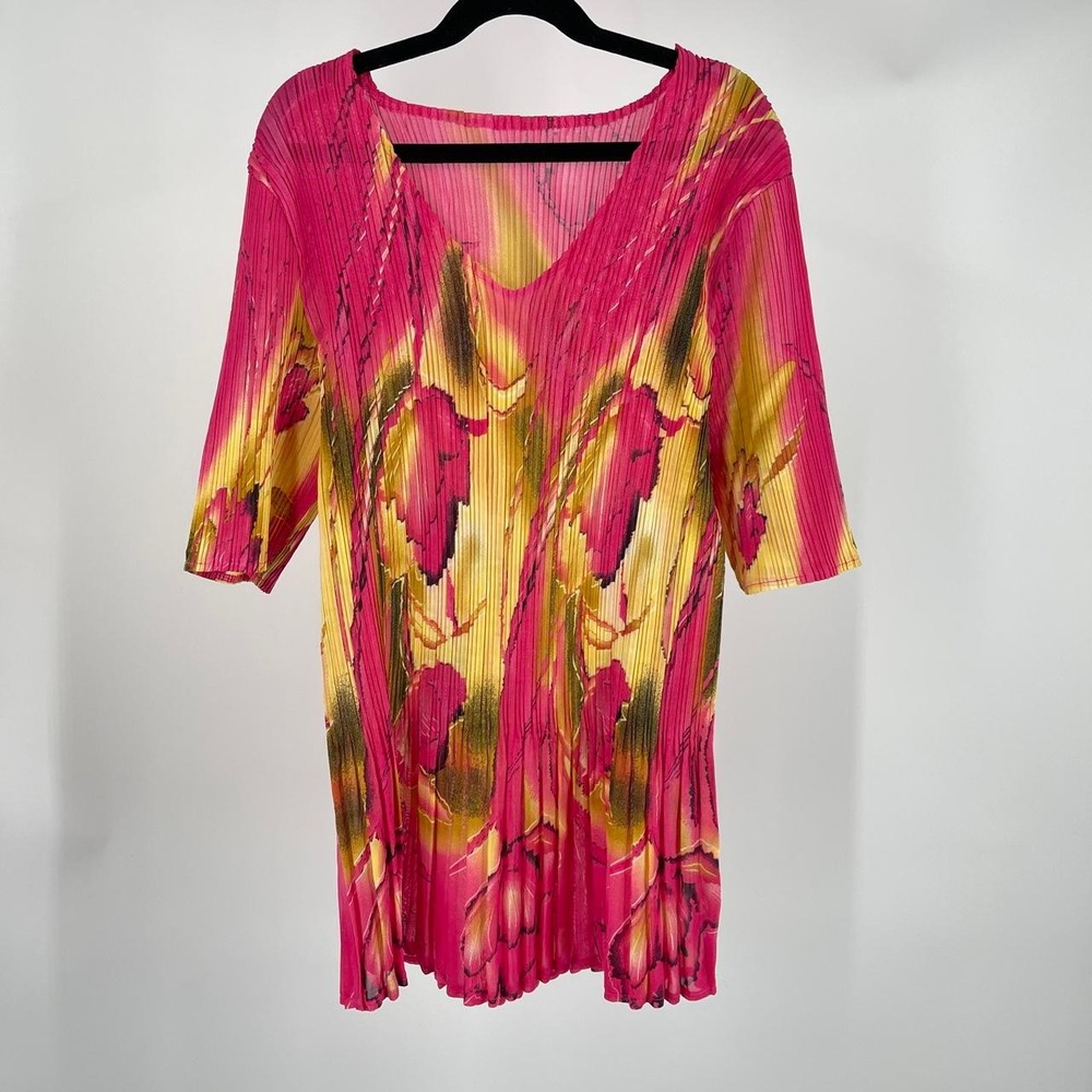 Vintage Y2K Women's Euro Floral Accordian Top Colorful S Fairy Maximalist Whimsy